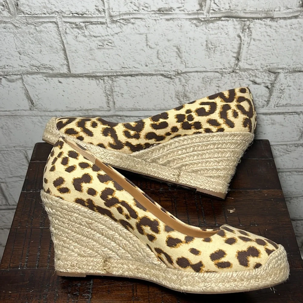J Crew Seville Espadrilles brown leopard animal print heels